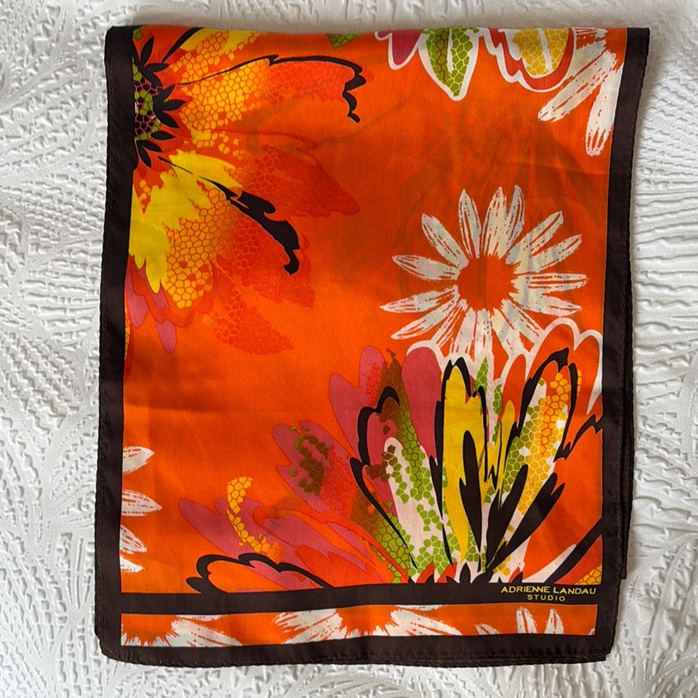 Adrienne Landau Vibrant Orange Floral Scarf